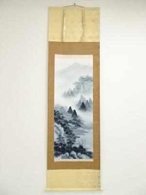 作家物　水墨山水　肉筆絹本掛軸